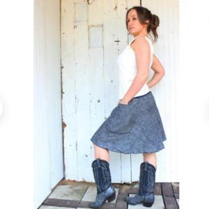 Organic Denim Short Sleeve Pocket Skirt